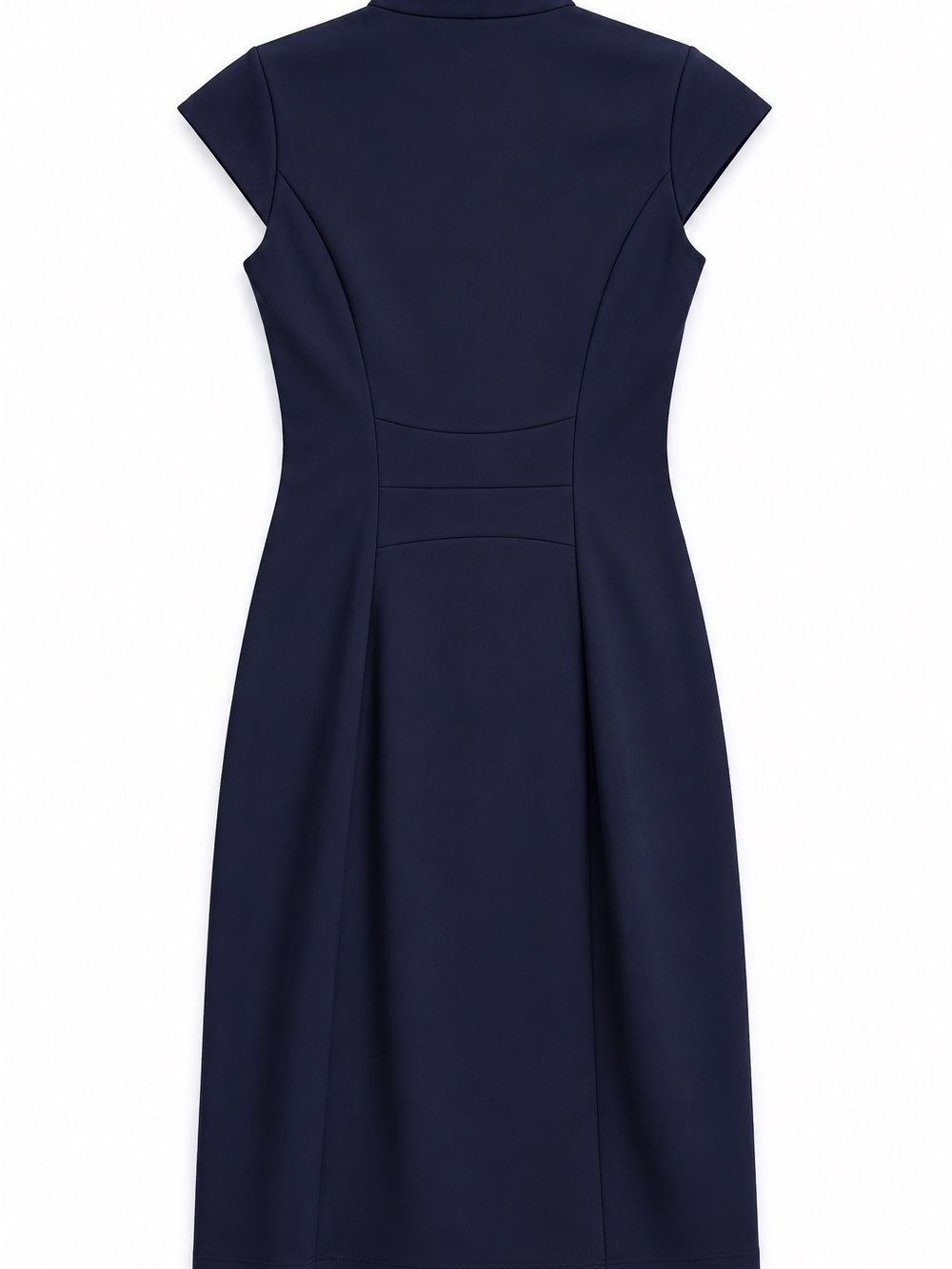 Calvin Klein (Carolyn Bassett) Style Navy Cap-Sleeve Wrap Sheath Dress Size 2 - Picture 3 of 7